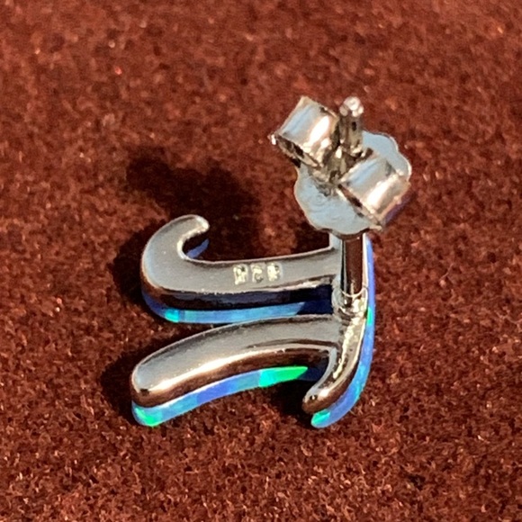 Blue Pi Symbol Earrings - Picture 10 of 11